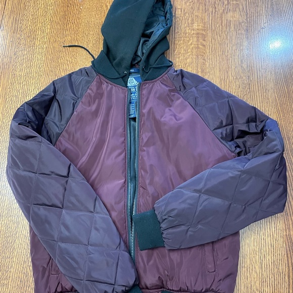 American Rag men’s burgundy hooded bomber jacket small - Picture 3 of 13
